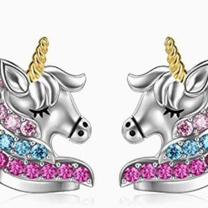 Crystal Rhinestone Unicorn studs Fashion Earrings set